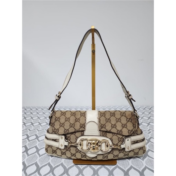 Gucci Handbags - Authentic Gucci Horsebit Chain Flap Shoulder Bag Brown/Beige/Cream